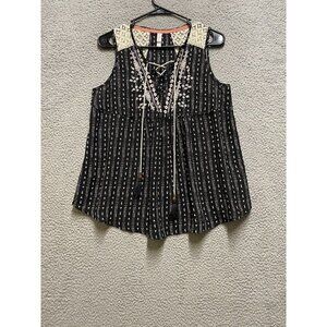 Xhilaration Shirt Women’s Large Sleeveless Black White  Tunic Top